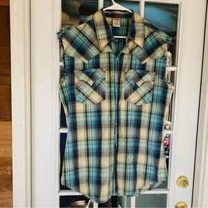 True Religion Western Shirt Cutoff Sleeves XXL